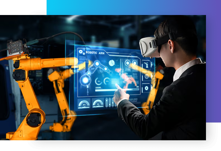 Man with VR and robot.