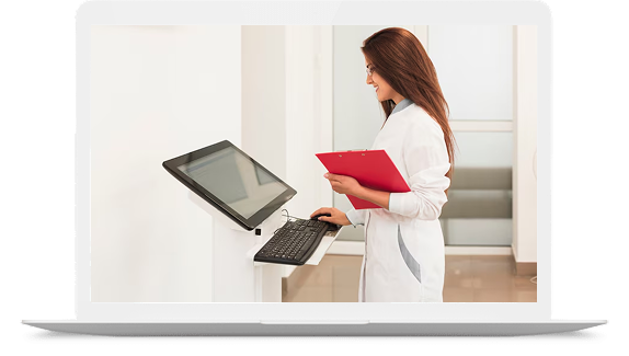 Doctor reviewing clipboard
