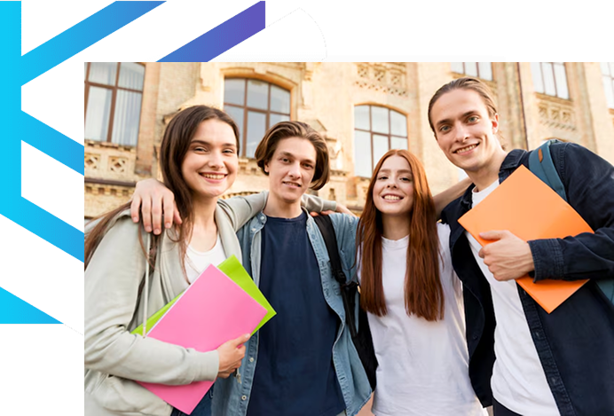 Smiling students with books