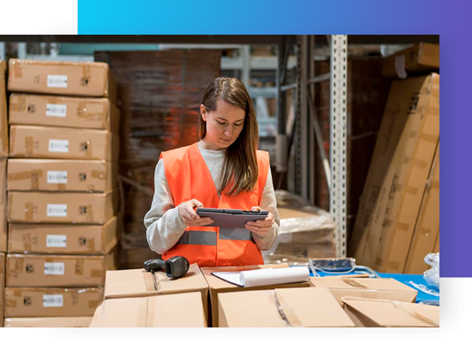 Woman in warehouse