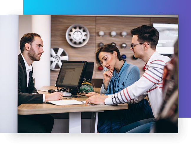 Car dealership consultation with clients