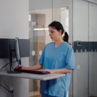 Nurse using computer