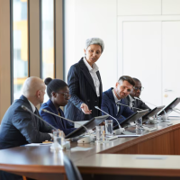 Business meeting with presentation
