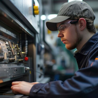 Technician Operating Machine