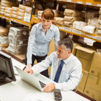 Professionals working in warehouse