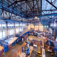 Industrial warehouse with machinery